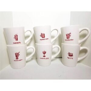 Williams Sonoma Christmas Holiday Hot Drink 10oz Coffee Tea Mugs Set of 6